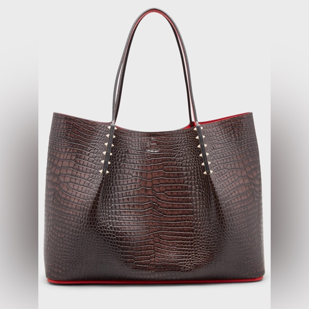 Christian Louboutin Large Cabarock Croc Tote Bag - Espresso Color w/Dust bag